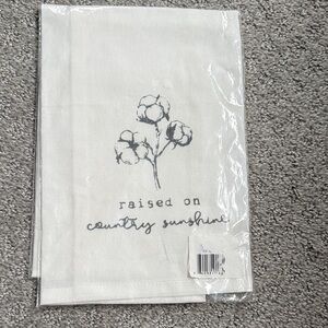 Cotton Floral Graphic Tea Towel - Raised on Country Sunshine